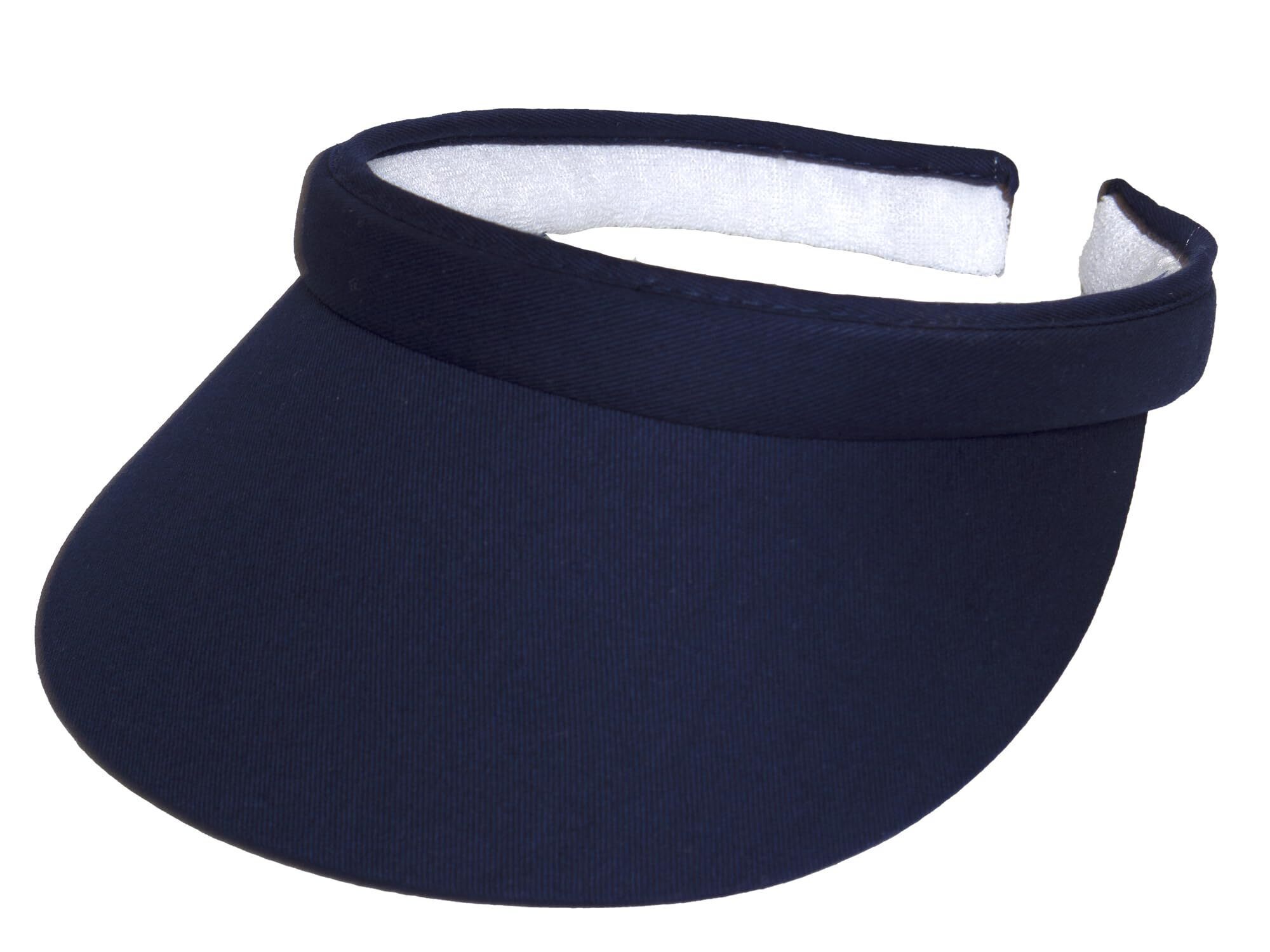 7956 Sun Protection Sports Cotton Twill Clip On Golf Tennis Visor, Navy